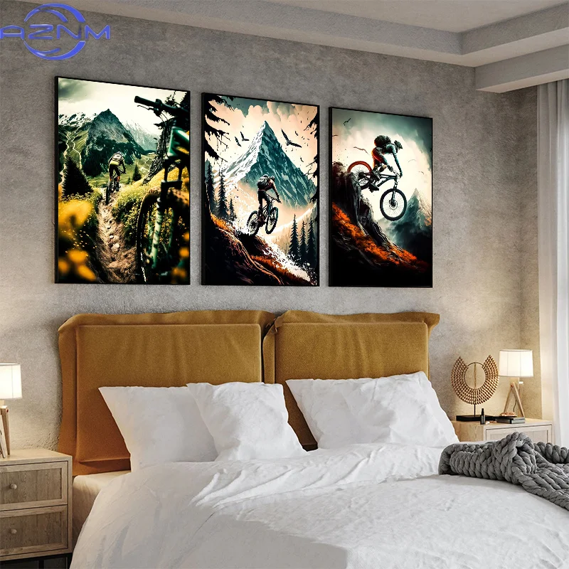 Picture Of Mountain Biking - AZNM Moderne Mountainbike Posters en Prints
