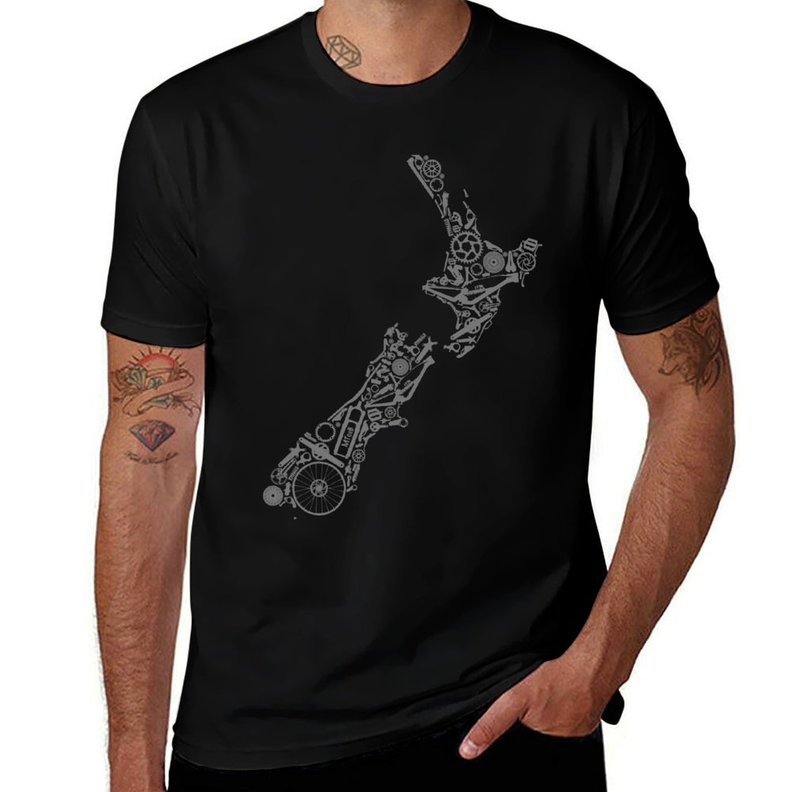 Mountain Biking New Zealand - NIEUW-ZEELAND - grijs, grijs landelijk T-shirt