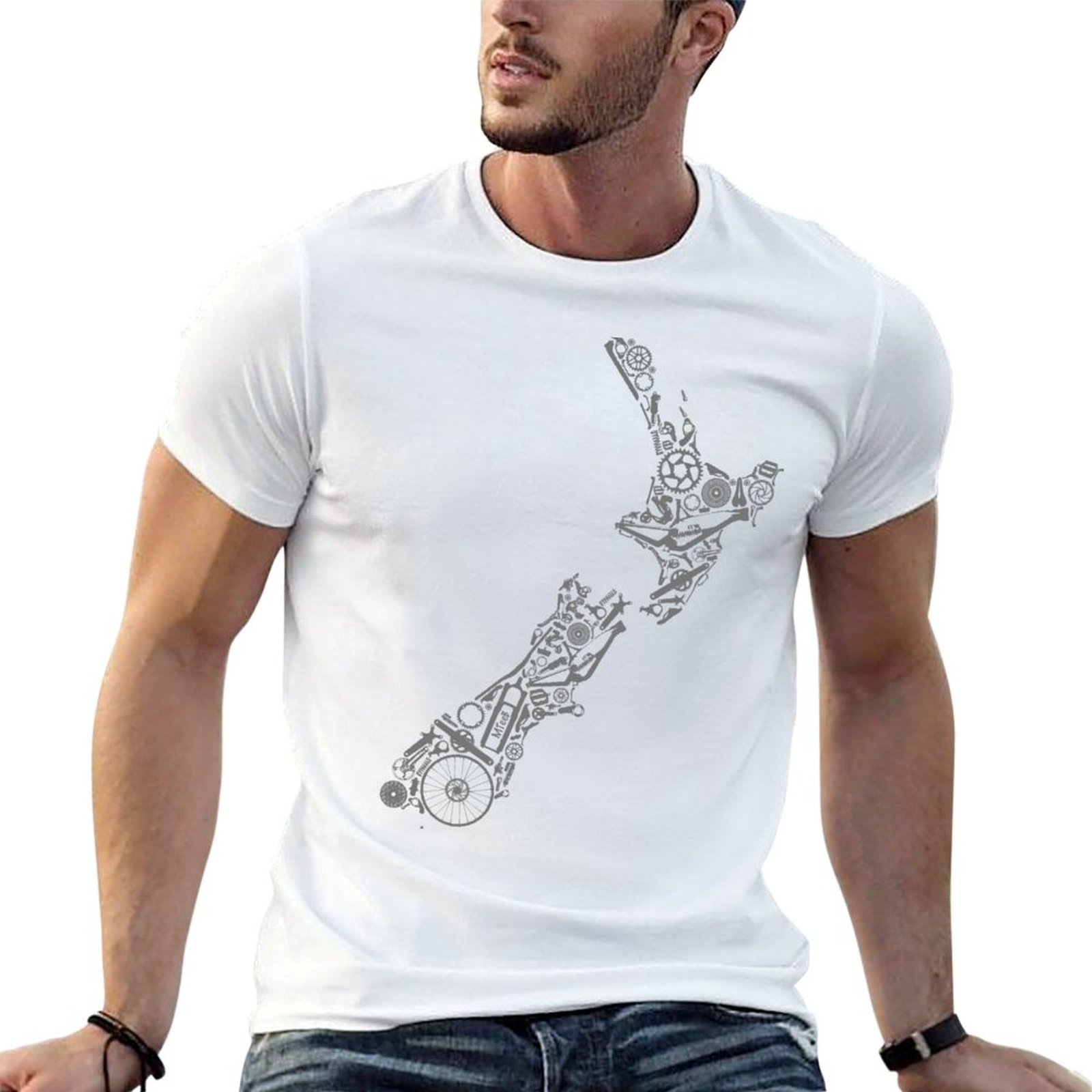 Mountain Biking New Zealand - NIEUW-ZEELAND - grijs, mountainbike-land T-shirt Basic
